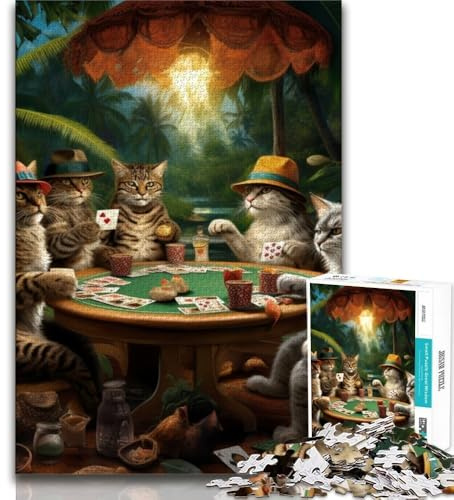 1000-teiliges Puzzle für Erwachsene und Jugendliche Tiere Spielen Poker Puzzles für Teenager lehrreich ganze Familie 38x26cm