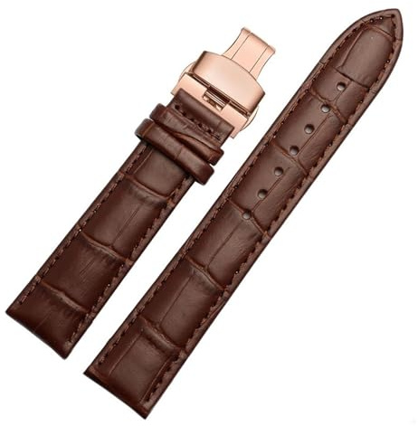 NFJNFCF Kompatibel mit Casio/Armani/TITUS-Armband, Herren- und Damen-Accessoires, 12 mm/14 mm/18 mm/20 mm, 22 mm, weiches und bequemes Lederarmband(Brown rose,21mm)