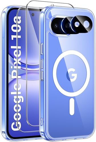 ivencase Magnetic for Google Pixel 10a Case with 2 Pack Screen Protector and 2 Pack Camera Lens Protector, Compatible with MagSafe, Shockproof Protective Clear Back Phone Case Pixel 10a -Clear