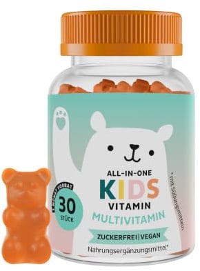 Bears with Benefits - Gommose Multivitaminico Bambini 4+ - 30 pezzi | All-in-One Kids - Difese Immunitarie - Con Vitamina B12, C, D, E - Cura da 1 mese - Senza Zuccheri, Vegano