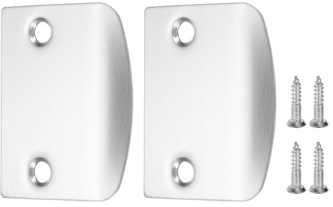 PATIKIL 2Pcs Door Edge Hole Filler Plate, 2-1/4 Inch x 1-7/16 Inch Stainless Steel Right Angle Deadbolt Cover Plate for Exterior Doors Lock, Silver