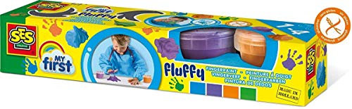 SES Creative 14441 Fluffy Fingerfarbe My First, Bunt, BlauGrünOrangeViolett