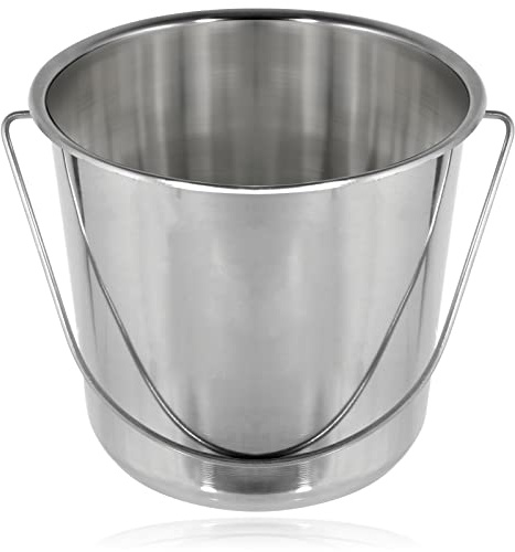SPARES2GO 12 Litre Stainless Steel Pail Bucket with Handle for Catering (Silver)