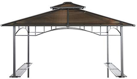 GRASEKAMP Qualität seit 1972 Ersatzdach Hardtop BBQ Pavillon 1,5x2,4m Doppelstegplatten Polycarbonat Braun