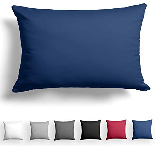 Alreya Mako Satin Kissenbezug 40 x 60 cm - 100% Baumwolle mit YKK Reißverschluss, Superweicher Kopfkissenbezug, Kissenhülle, Oeko-TEX® Standard Zertifiziert, Blau/Rot, nur Kissenbezug