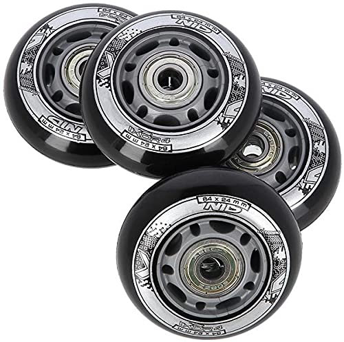 Rollen Inlineskatesrollen PU 64mm / 82A 4 Stck. + ABEC9 Lager 8 Stck. Schwarze Nils