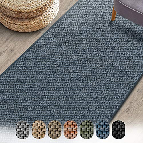 Floordirekt Teppich-Läufer Sabang 80 x 200 cm, Blau - Sisaloptik - Wohnteppich oder Läufer - Langlebig & strapazierfähig