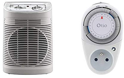 Rowenta SO6510F2 Radiateur et Ventilateur Soufflant Instant Comfort Aqua Chauffage d’Appoint Salle de Bain Ventilation Chaud Froid 2 Vitesses 2400W Silencieux Gris & Otio -10 blanc