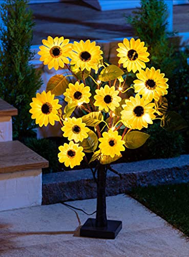 Lampada solare a LED a forma di girasole – ca. 60 cm – Lampada solare per il giardino pianta artificiale illuminata