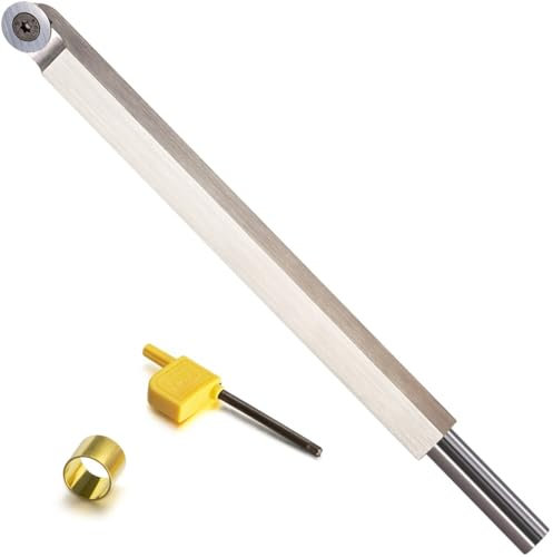 Hartmetallbestücktes Drechselwerkzeug R18 Hartmetall-Holzdrehmaschine Werkzeug Finisher aus Edelstahl mit 18 mm rundem Hartmetallschneider und T20 Sternspitzenschlüssel und Kupferreifen