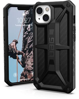 Urban Armor Gear Monarch Schutzhülle kompatibel mit Apple iPhone 13 [Wireless Charging kompatibel, 5-Schichten Schutz nach Militärstandard, Erhöhter Rand] carbon fiber