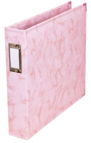 Craftelier - Album aus Kunstleder mit Marmormuster und 5 Hüllen 30,5 x 30,5 cm (12 x 12 Zoll) | System 3 silberne Metallringe in D-Form | Größe 33,02 x 38,1 x 7,62 cm - Rosa