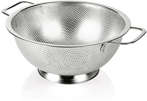 Gulex Colander Stainless Steel 5-Quart, Strainer for Kitchen Food, Dishwasher Safe