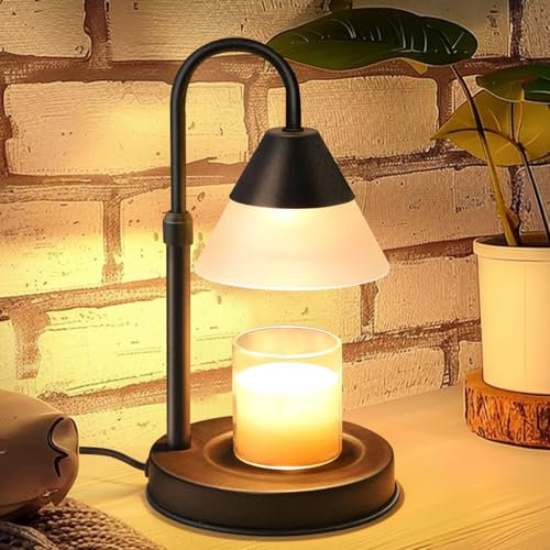 Dimmable Candle Warmer Lamp with Timer Adjustable Height, Birthday Gifts for Women, Home Decor Housewarming Gifts for Mom, Modern Electric Wax Melt Warmer for Scented Jar Candles, Black