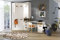 Marmex Kinderzimmer Komplettes Set Grant 11, im Set: Eckschrank + hohes Standregal mit Verlängerung, Schreibtisch 110 cm, 2X Wandregal - Farbe Weiß + Riviera Eiche