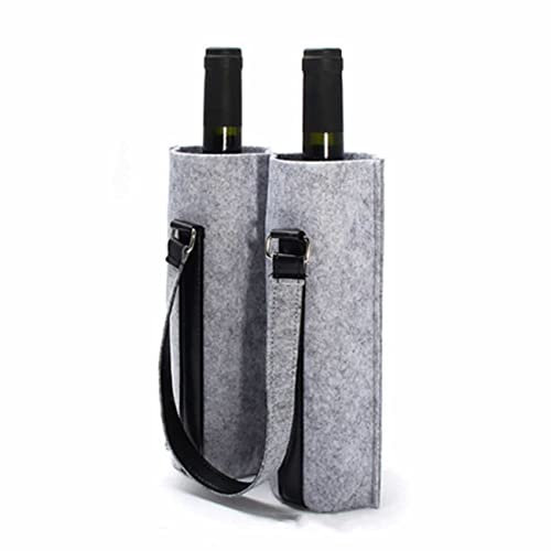 Eidoct Wine Gift Bags with Handles 2 Wine Bottle Tote Bag Carrier Felt Bottle Gift Storage Bags for Christmas Birthday Party Gift Retail Merchandise(Gray)