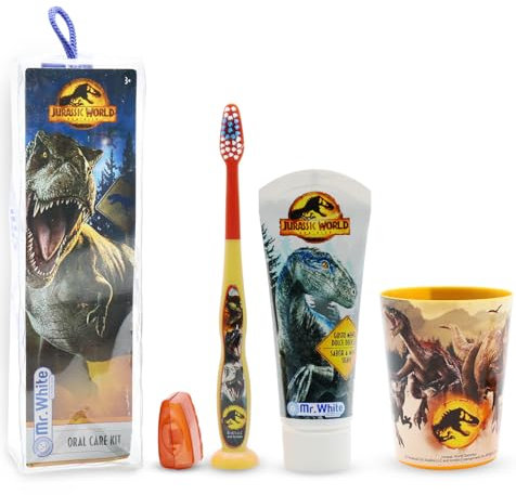 Mr. White Pochette dentaire Jurassic World : Brosse à dents + Dentifrice + gobelet