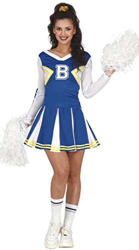 FIESTAS GUIRCA | Cheerleader Kostüm für Erwachsene (42-44/L) - Cheerleader Kleid - Sport Kostüme für Halloween, Karneval und Kostümpartys - Ideal für Erwachsene - Blau und Weiß