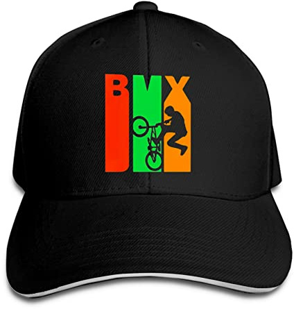 Baseballkappe BMX Silhouette Im Retro Stil Der 1970Er Jahre Sandwich-Kappe Hip Hop Schirmmütze Mode Sonnenmütze, Für Wandern, Jungen, Mädchen