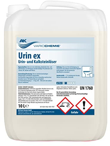 Urinsteinentferner EXTRA STARK - Urin EX 10L - Urin- & Kalksteinlöser - biologisch abbaubar - echtes Profiprodukt - WC-Reiniger antibakteriell und gegen Gerüche - AK VARIOCHEMIE, Made in Germany