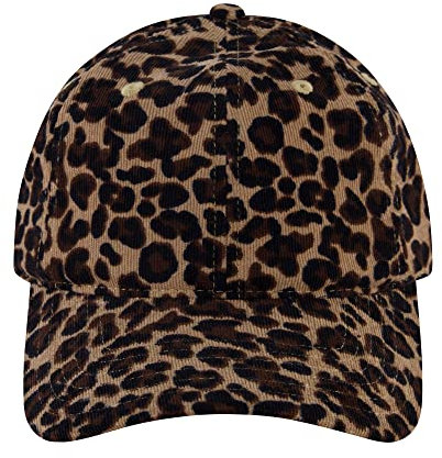 Concept One Damen C & C California Cap Leopard Print Cord Baumwolle Baseball Mütze mit gebogener Krempe Baseballkappe, Hellbraun, Einheitsgröße