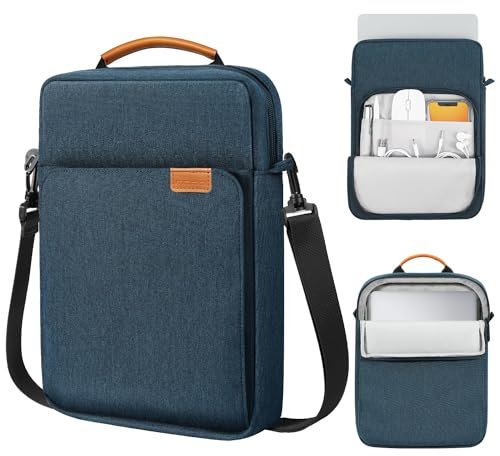 MoKo 12.9 Pulgada Funda Ordenador Portátil, Bolsa con Hombro Anti-rasguños Compatible con iPad Pro 12.9 M2 2022/2021/2020/2018,Surface Laptop Go 12.4,Galaxy Tab S8+ 12.4, Añil
