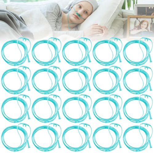 20 occhiali da naso a ossigeno: occhiali da naso per dispositivo di ossigeno, occhiali da naso tubo di ossigeno in silicone con tubo O2 da 300 cm per dispositivo di ossigeno, dispositivo di terapia