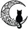 bowarepro 1 Stück Metall Katze und Mond Wanddekor Garten Ornamente Wandkunst Wandskulptur Plakette Dekorationen für Zuhause Indoor Outdoor Dekor Hof Zaun Schuppen Wände (Schwarz)