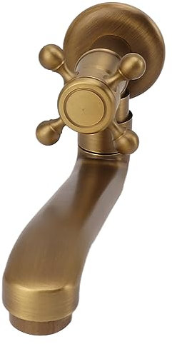 Grifo de Jardín Antiguo con Caño Extendido, Diseño Vintage, Control único de Agua Fría, Material de Cobre, Resistente a la Congelación (Caño Redondo)