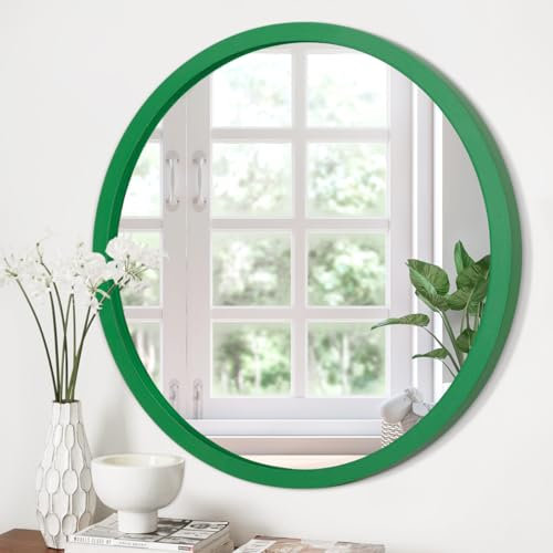 JJUUYOU Runde Wand Spiegel Badezimmer Kleiner Runde Spiegel Weißer Kostüm Spiegel Wand Kleiner Runde Holzrahmen Make-up Spiegel Wohnzimmer Schlafzimmer Schlafräume Dekoration