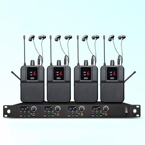 LBMED In Ear Monitor System, UHF System Earphone Headphone with 600-937MHZ Frequency, 2/4 Channel Independent Input and 50-80m Transmission Distance, Stable and Interference-free, for Stage, Band