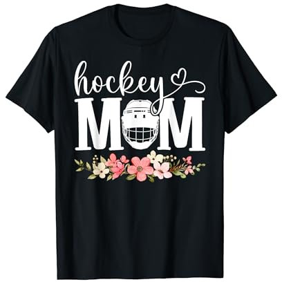 Eishockey Mom Flower Mom Muttertag Cute Mom Hockey Mama T-Shirt