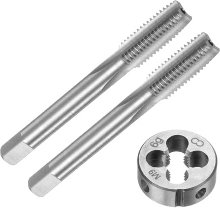 QUARKZMAN Maschinengewindebohrer Set M9x1.25, 2stk. Gewindebohrer / 1stk. Schneideisen, Gewindeschneider und Schneideisen Set