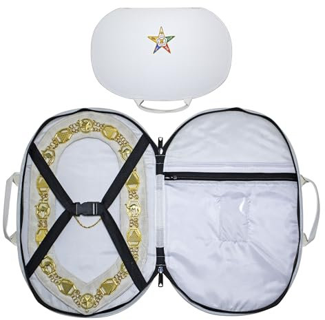 UK empire group limited Premium Freimaurer-Tragetasche mit Kettenhalsband, weißes Leder (verbessertes Design), Freimaurer-Tragetasche