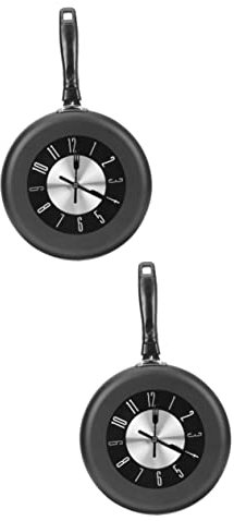 Alipis 2St Küchenuhr Bratpfanne Uhr Vintage Wohnkultur Bürowand bürodeko büro Dekoration Ornament Bratpfanne Wanddekoration hängende Uhr Metall Wanduhr Quarzuhr Dekorationen 3D schmücken