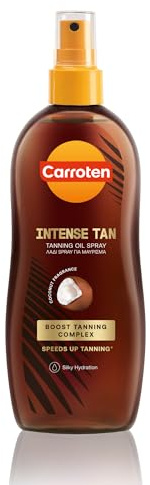 Carroten Intensive Tanning Oil SPF 0, 200 ml - Accelerateur de Bronzage - Huile de Bronzage Intense - Activateur de Bronzage au Parfum de Coco - avec Vitamines A & E