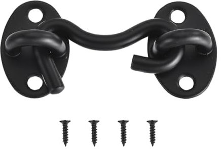 QUARKZMAN 2Pouces Verrou à Crochet et Œillet Verrou de Porte de Grange en Acier Inoxydable pour la Confidentialité Fenêtre Cabine Crochets Porte Coulissante Chambre Salle de Bain, Noir
