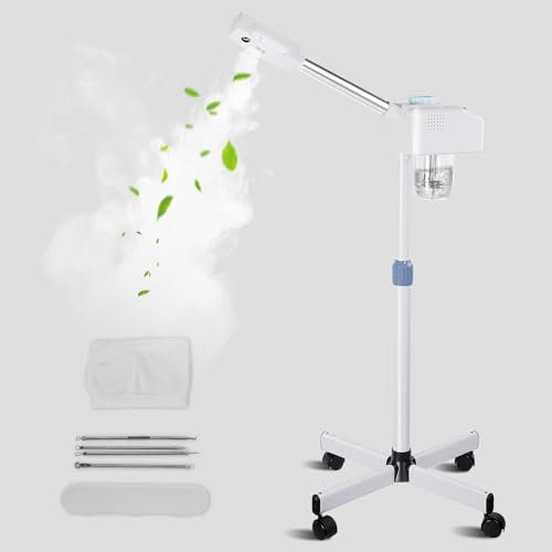 Vapeur vertical pour le visage Sauna du visage Nettoyeur de pores Vapeur Spa Machine Humidificateur Beauté Vapeur chaude et froide Appareil à vapeur hydratant sur pied pour le spa, le salon et la