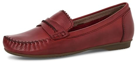 MARCO TOZZI Damen Mokassins aus Leder Elegant, Rot (Red), 41 EU