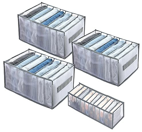 AIVORO Schubladen Organizer, 6 Stück Schubladen Ordnungssystem - Faltbox Kleiderschrank Organizer, Unterwäsche Organizer, Socken Organizer für BHS, Unterwäsche, Socken,Hemden (Grau 4P)