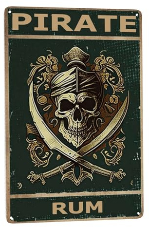 LifeWheel Vintage Gothic Metal Sign - Funny Relief Style Skull and Sickle Design - Rustic Wall Art for Pirate, Rum, and Halloween Decor - Unique Urban Signage for Bar or Hunting Pub - 8x12 Inches