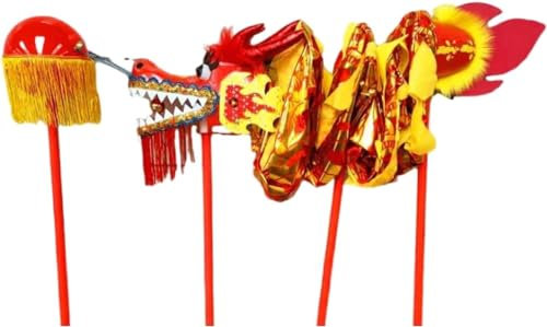 Danse du Dragon du Nouvel an Tissu en Satin De Danse du Dragon en Soie, Accessoires De Danse du Dragon Et du Lion, Activité De Plein Air, Danse du Dragon Classique De Style Chinois Danse du Lion(Rot)