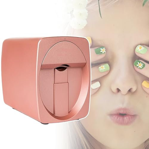 Home Desktop Nail Technology Machine, Customizable Automatic Nail Art Printer, Small Rechargeable Nail Painting Tools,RoseGold