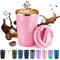 Volhoply 340ml 12oz Double Wall Insulated Vacuum Travel Coffee Mug with Flip Lid,Reusable Stainless Steel Leak Proof Coffee Cup,Iced Cafe Thermal Tumbler Suitable for Hot & Cold Drinks(Pink,1 Set)