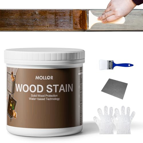 Wood Stain, 500g Water Based Wood Stain and Sealer in One - No Priming, No Top Coat Required, Fast Drying, Low Odor & Non-Toxic, Perfect for Indoor and Outdoor Furniture(Natural, with Tools)