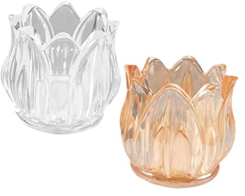 BESTOYARD 2piezas Candelabro De Forma De Candelabro De Vidrio Transparente para Velas De Té para Escritorio Tonos De Té y Transparente