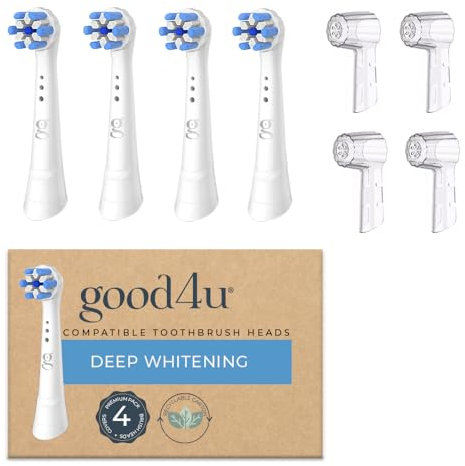 Good4u® - Kompatible Ersatzbürsten für Oral B iO, 4er-Pack elektrische Bürstenköpfe mit hochpräzisen Etuis, für professionelle Zahnreinigung (weiß)