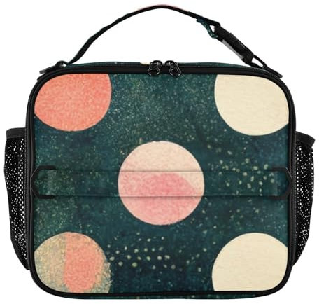 RPLIFE Lonchera retro de lunares, bolsa térmica suave aislada a prueba de fugas, caja térmica portátil, bolsa de almuerzo de oficina