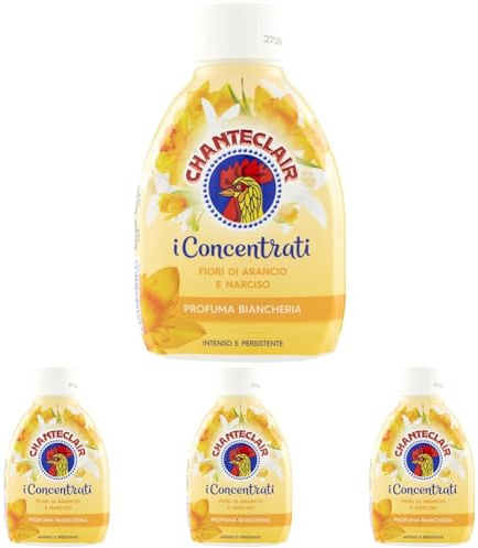 Chanteclair - I Concentrati, Profuma Biancheria, Fiori d'Arancio e Narciso, Profumo Intenso e Persistente sui Capi - 220 ml (Confezione da 4)