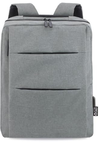 Adri - Mochila para portátil de hombre o mujer - 15,6 púlgadas - Con puerto USB - Mochila para viajes o trabajo con diseño ligero y resistente - colores (Gris)